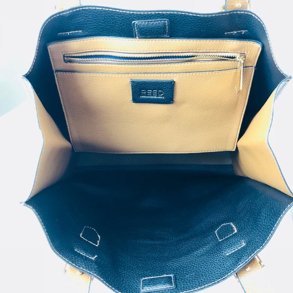 REED Tote Leather Cognac Brown Color Medium/Large - Picture 7 of 8